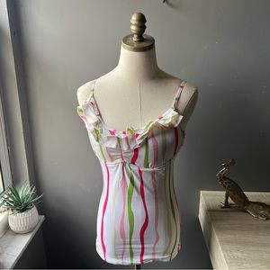 DownEast Basics Riviera Swim Tank Size Large Striped Stripes